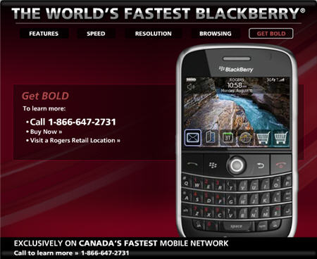 Rogers BlackBerry Bold Available Online