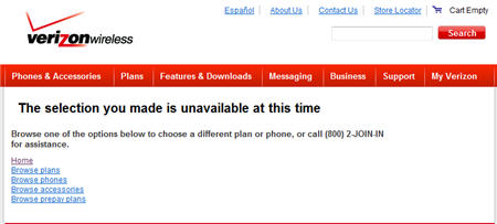 verizon blackberry storm order page down