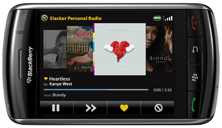 Slacker Radio for BlackBerry Storm