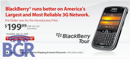 Verizon BlackBerry Tour Launching July 13th