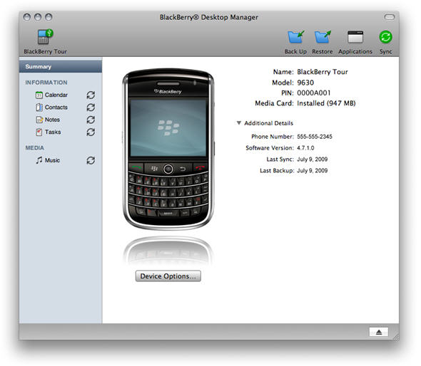 BlackBerry Desktop Manager for Mac