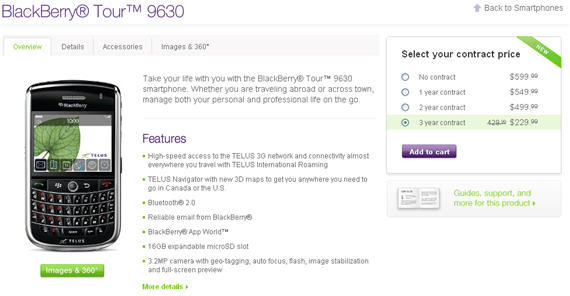 blackberry tour telus