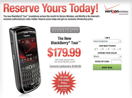 Verizon BlackBerry Tour From Wirefly