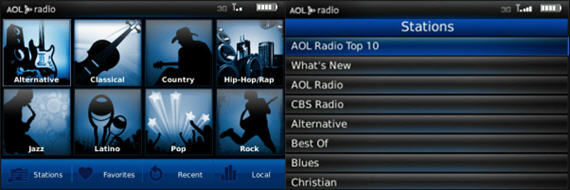 AOL Radio for BlackBerry