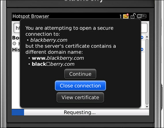 BlackBerry Browser Bug