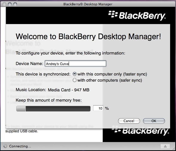 BlackBerry Desktop Manager for Mac