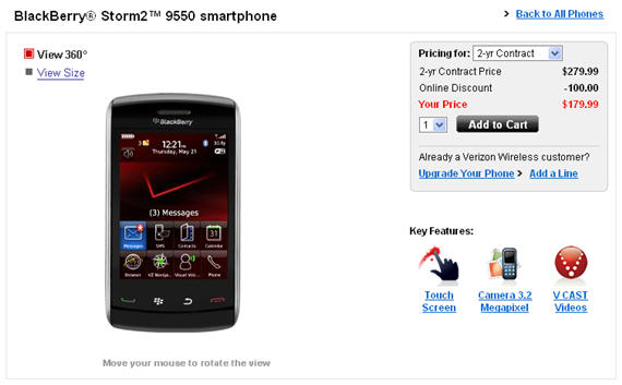 Verizon BlackBerry Storm2 Now Available
