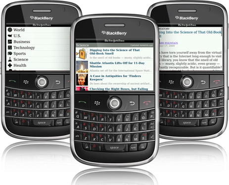 The New York Times has released a free, full fledged BlackBerry ...