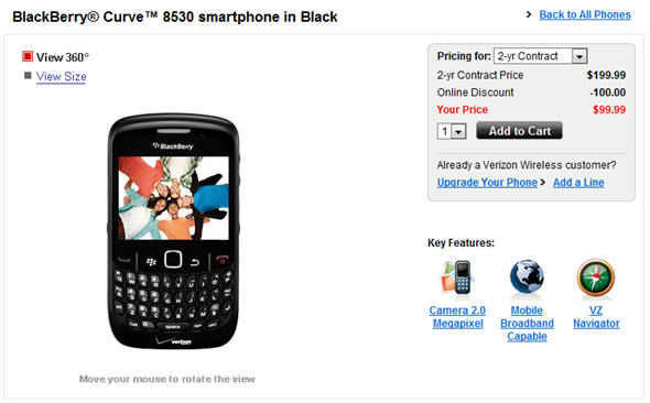 Verizon BlackBerry Curve 8530