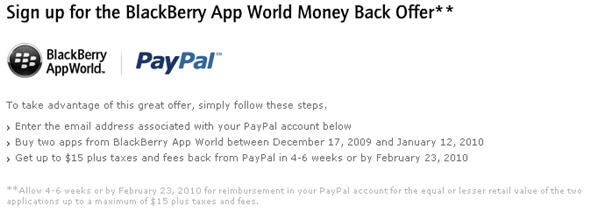 BlackBerry App World Money Back Offer