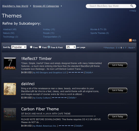 BlackBerry Themes On BlackBerry App World