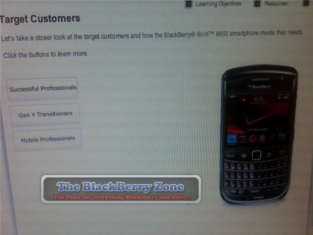 Verizon BlackBerry Bold 9650 Training Materials